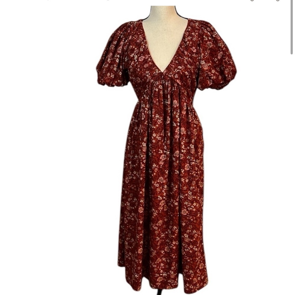 THE GREAT Gallery Spice Mesa Red Floral Maxi Dress Sz-M